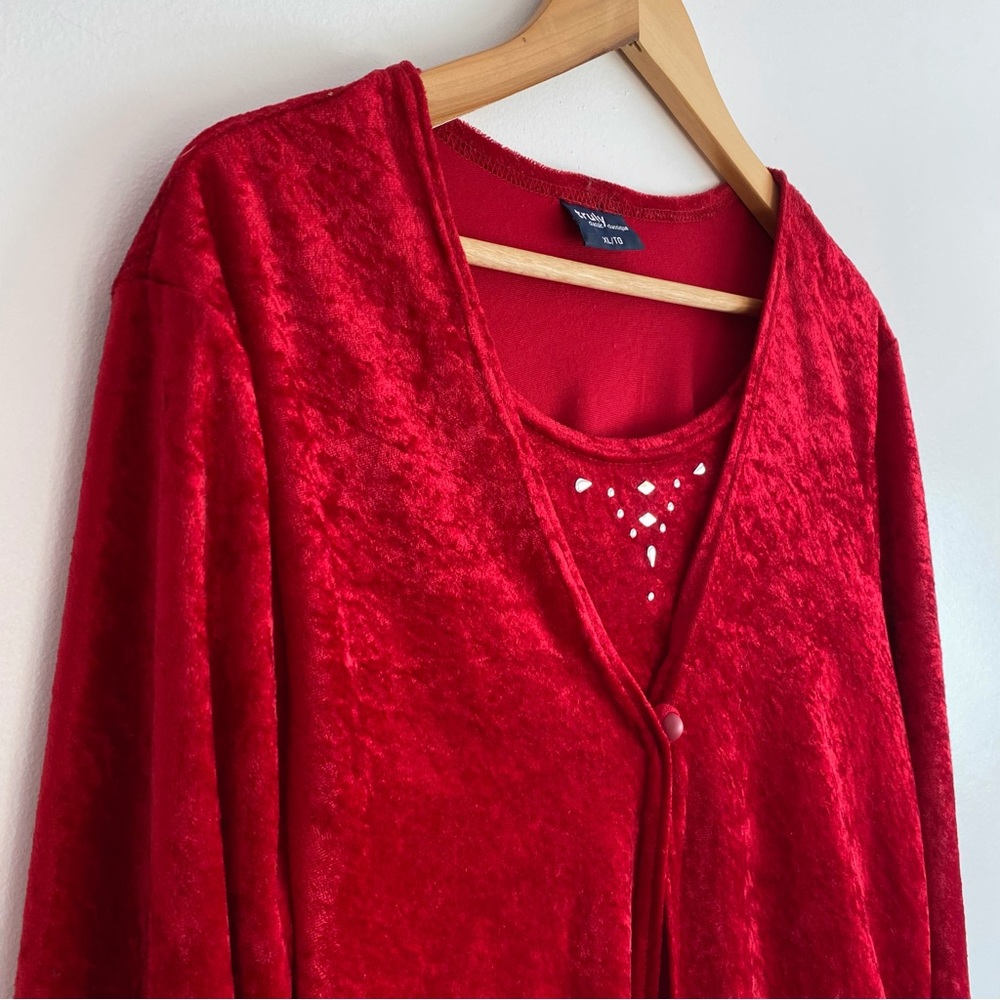 2/$16 Vintage Truly Classic Crushed Velvet Sweater Set